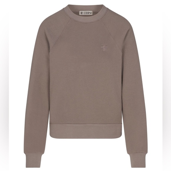 ÉTERNE Tops - ÉTERNE SHRUNKEN RAGLAN CREWNECK SLIM FIT CROPPED LENGTH SWEATSHIRT IN CLAY